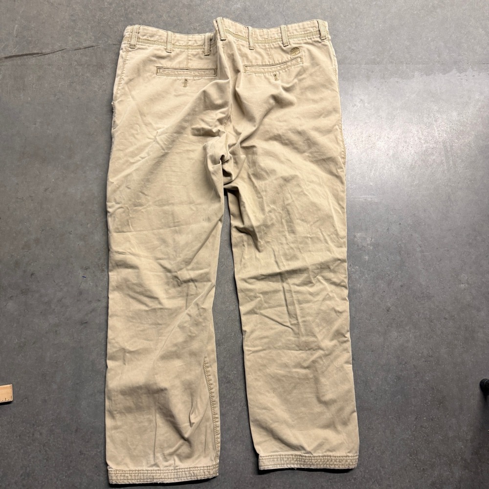 Timberland Mens Khaki Chino Pants 42x32 Tan Cotton Straight Leg Workwear Pants - Picture 3 of 9